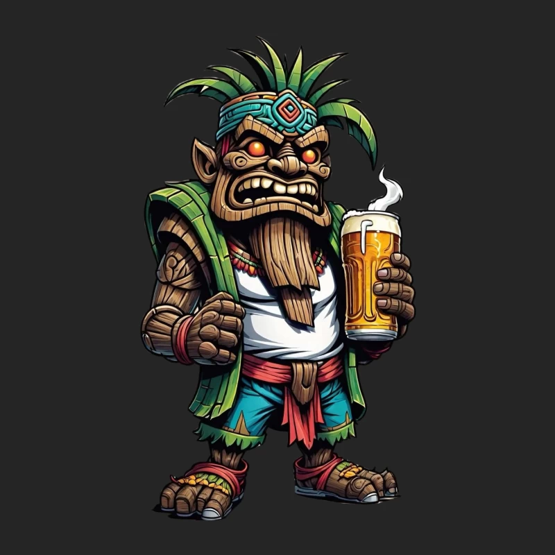 Angry Tribal Character with Beer Male Pullover Sweatshirt