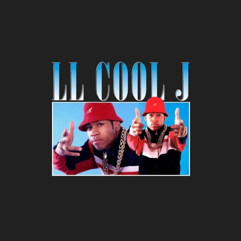 Retro 80s Hip Hop Artists in Red Outfits with Gold Chains Bucket Hat