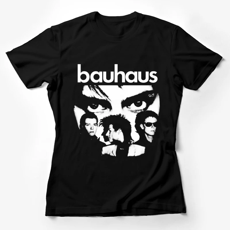 Abstract Bauhaus Portrait Sketch in Black and White Female T-Shirt