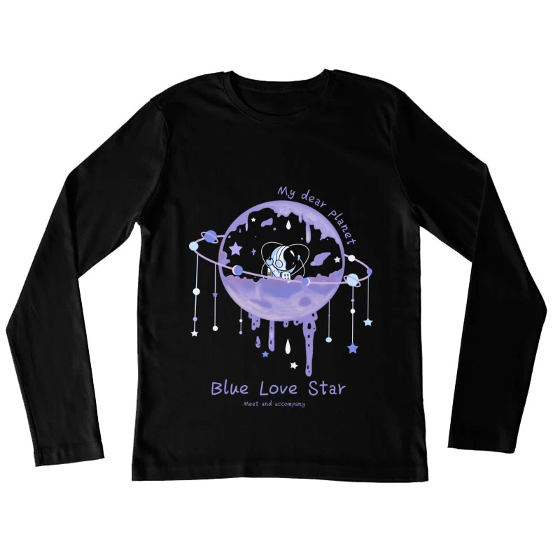 Blauer Liebesstern auf meinem lieben Planeten Damen Langarm T-Shirt