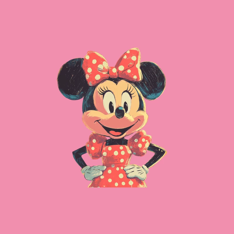 Vintage-Style Minnie Mouse: Iconic Disney Character in Polka Dots Male T-Shirt