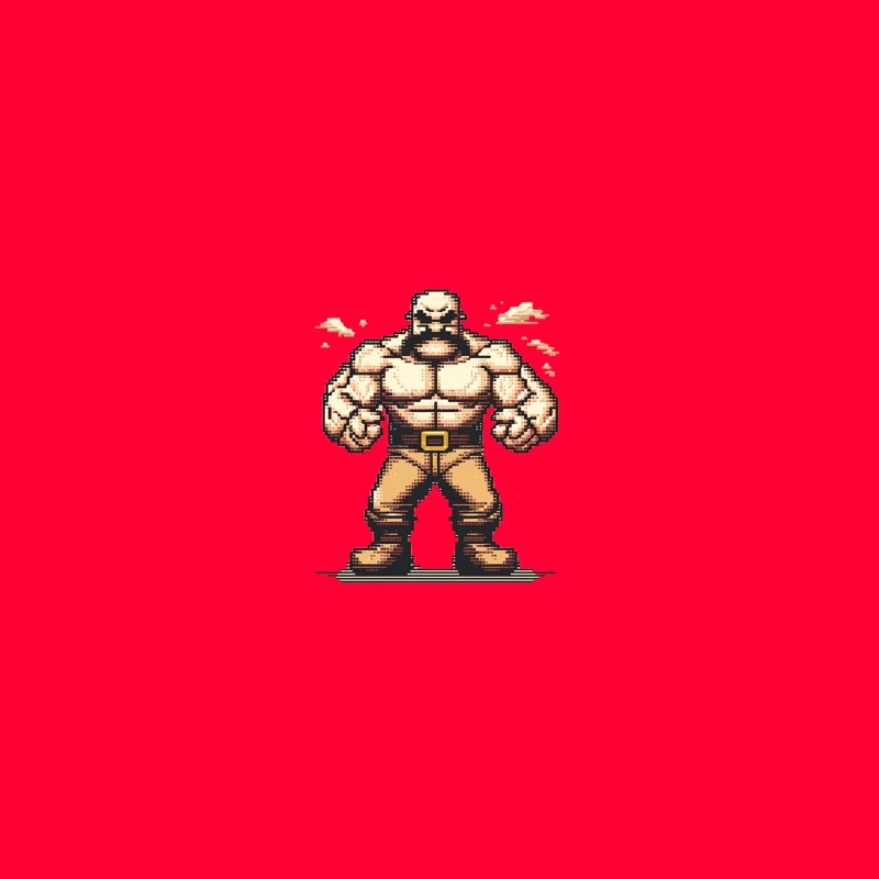 Muscular Pixel Art Fighter Character in Retro Gaming Style iPhone Case