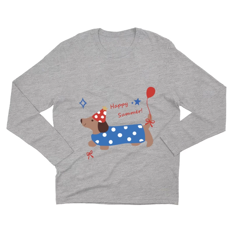 Fröhlicher Hund feiert Sommer Herren Langarm T-Shirt