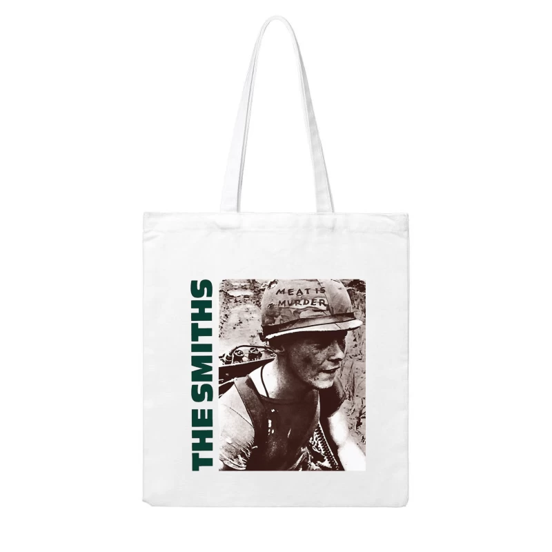 Vintage Activist Portrait with "Meat is Murder" Helmet Cotton Tote Bag