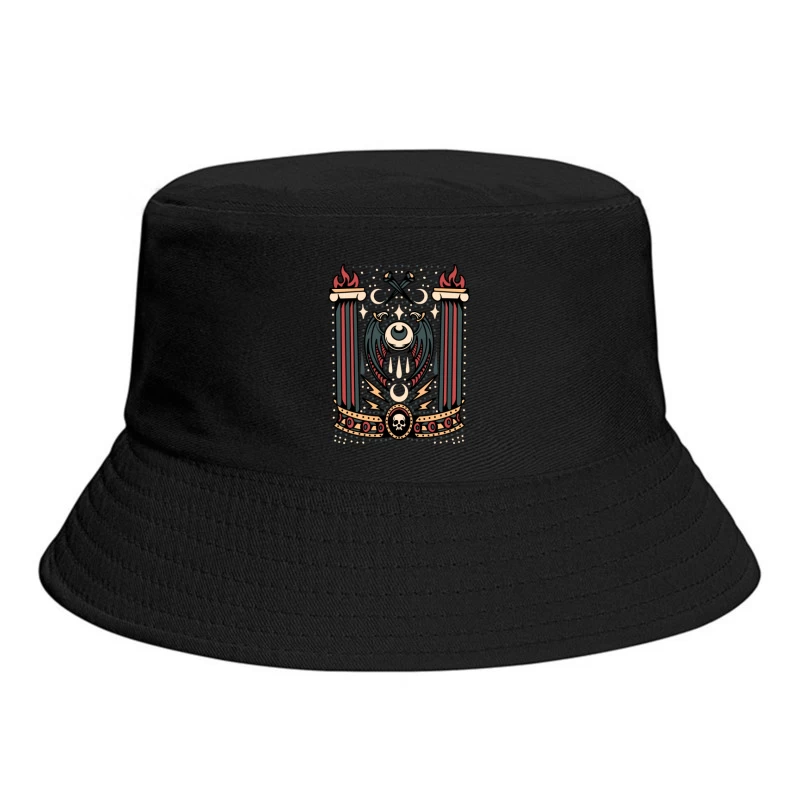 Gothic Decorative Illustration with Symbols Bucket Hat