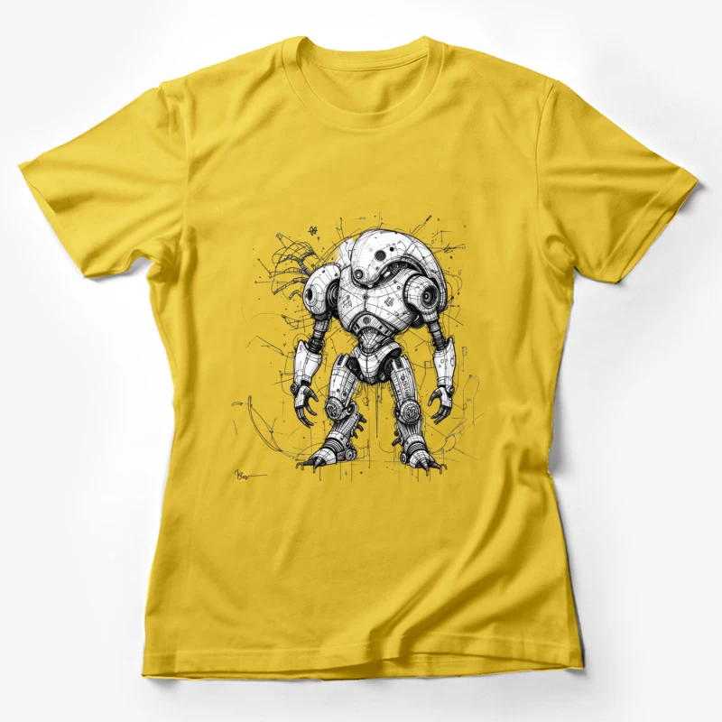 Futuristic Mechanical Robot Illustration Female T-Shirt