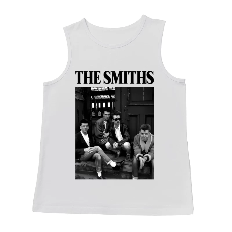 The Smiths: Iconic 1980s British Alternative Rock Band in Black and White Male Tank Top