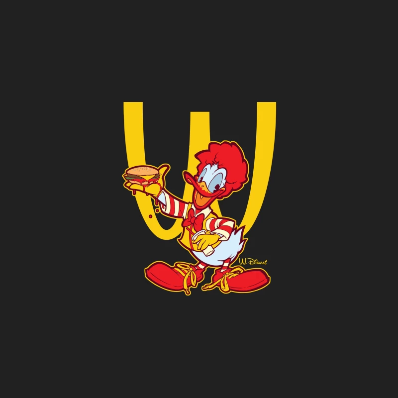 Cartoon Fast Food Character Holding a Burger Bucket Hat