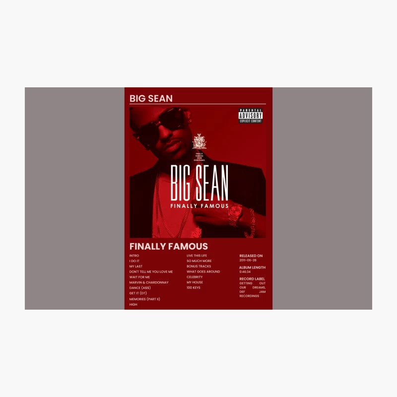 Big Sean's "Finally Famous" Album Cover with Track List Travel Mug