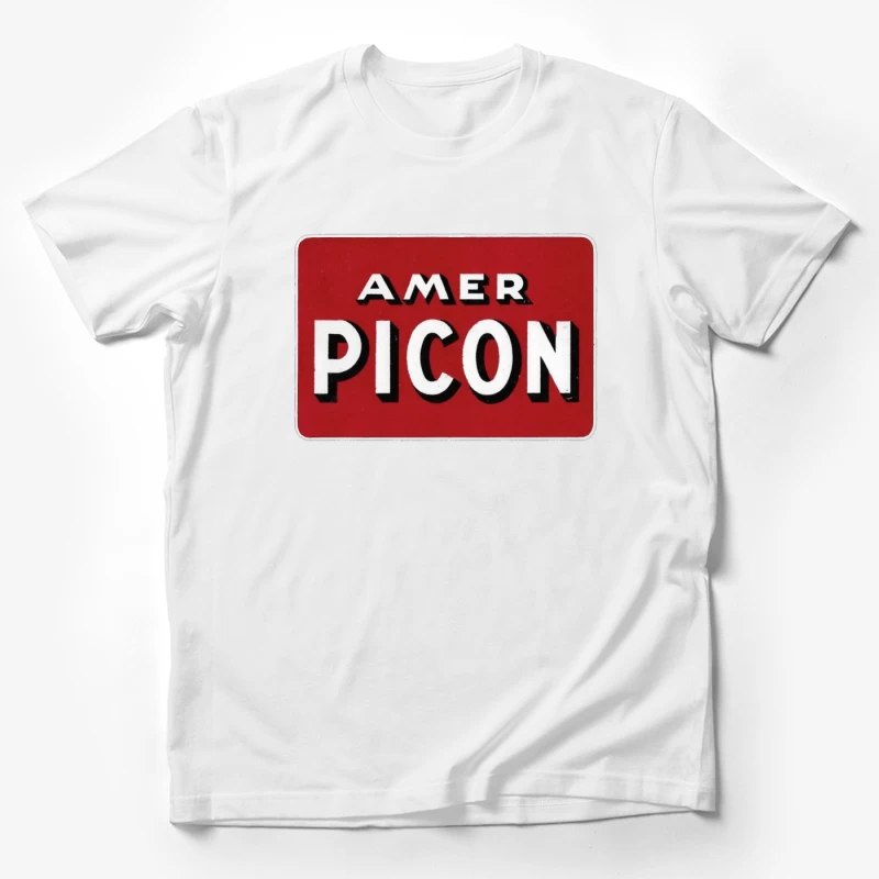 Vintage Amer Picon Logo Typography on Red Background Male T-Shirt