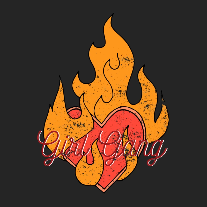 Cœur en flammes du Girl Gang Femme Sweat-shirt à enfiler