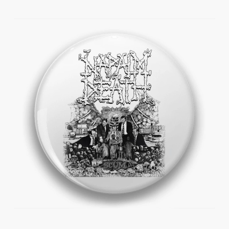 Napalm Death Scum Black White Pin