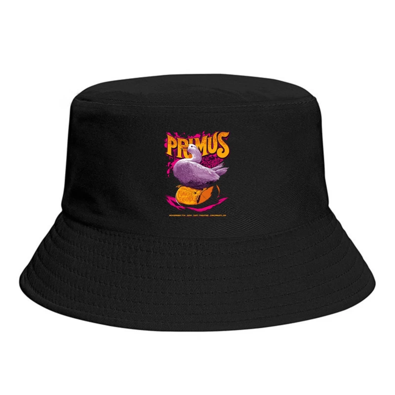 Primus Rock Band Concert Poster with Purple Duck Design Bucket Hat