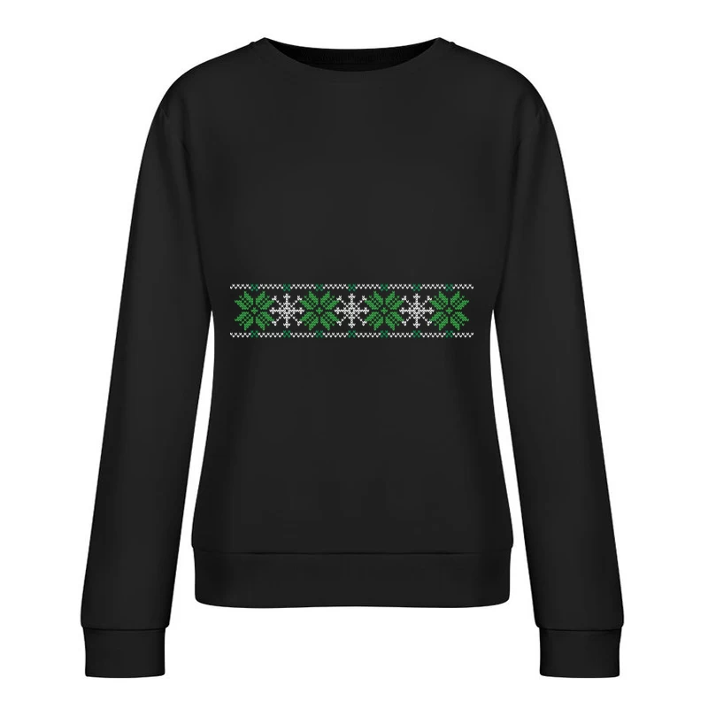 Motif de flocons de neige vert et blanc Femme Sweat-shirt à enfiler