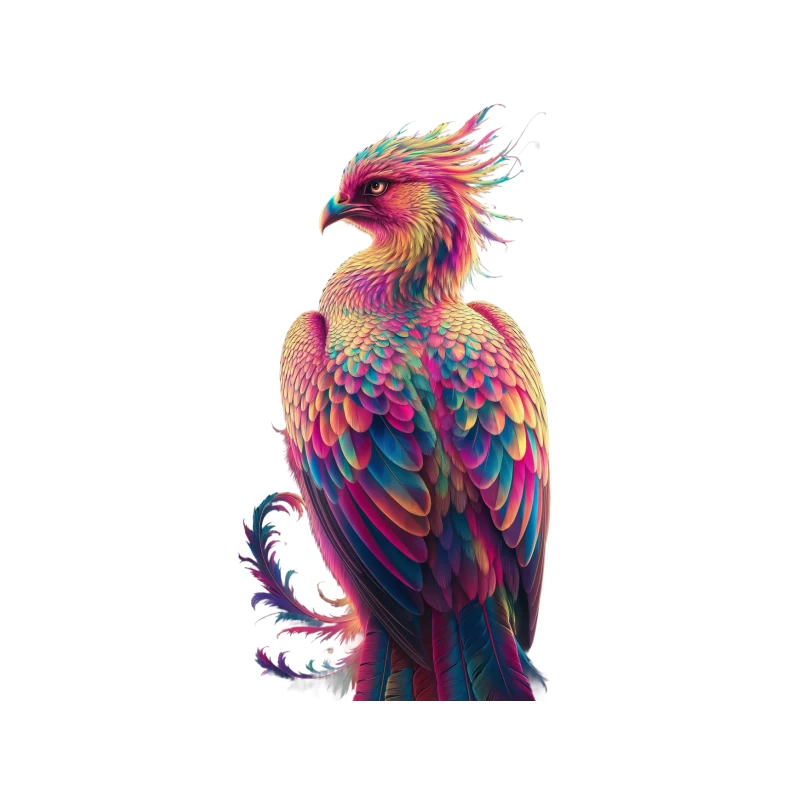 Vibrant Phoenix: A Colorful Fantasy Bird Illustration Tapestry