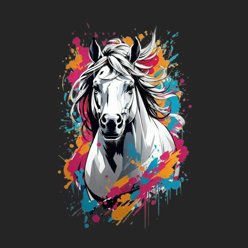 Colorful Digital Art of a Horse Male Pullover Sweatshirt