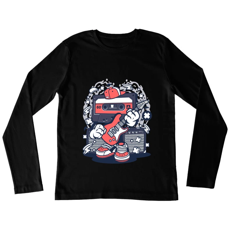Cassette rétro avec guitare Femme Manches Longues T-Shirt