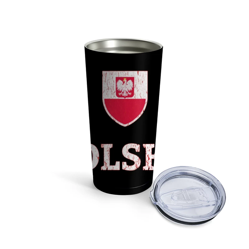 Polish National Shield with Eagle Emblem and Text Travel Mug