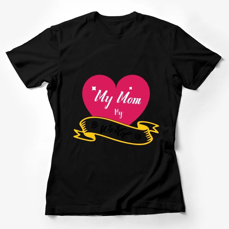 Cœur Maman en Rose avec Ruban Jaune Femme T-Shirt