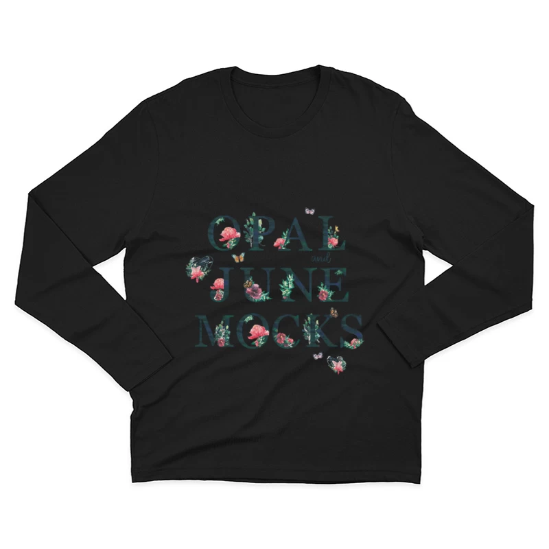 Florale Typografie und Schmetterlinge Herren Langarm T-Shirt