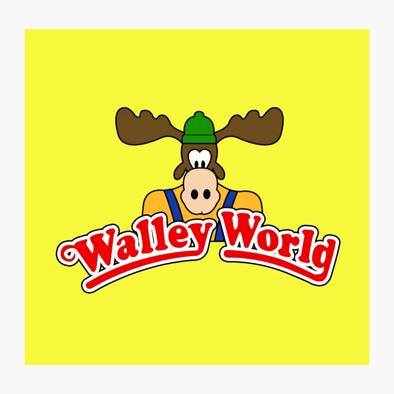 Walley World Amusement Park Cartoon Moose Mascot Logo Throw Pillow