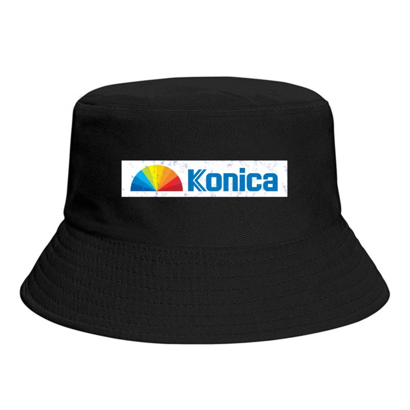 Konica Corporate Logo with Rainbow Semicircle Design Bucket Hat