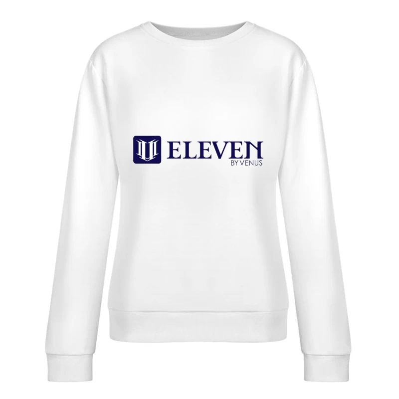 Modern Navy Blue Eleven by Venus Logo Design Female Pullover Sweatshirt