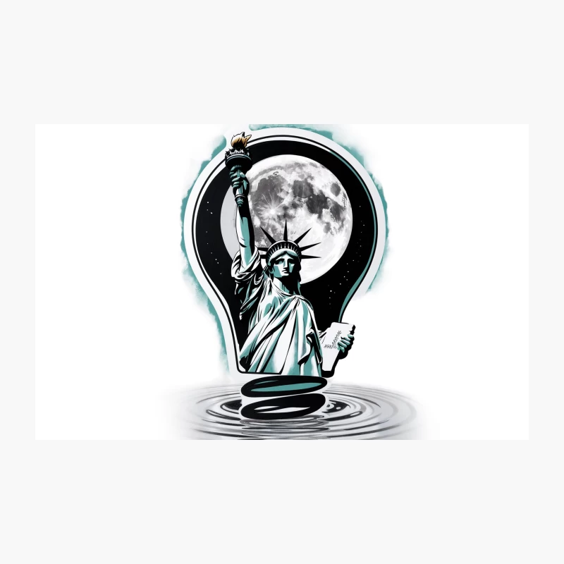 Illuminating Liberty: A Surreal Fusion of Icon and Innovation Travel Mug