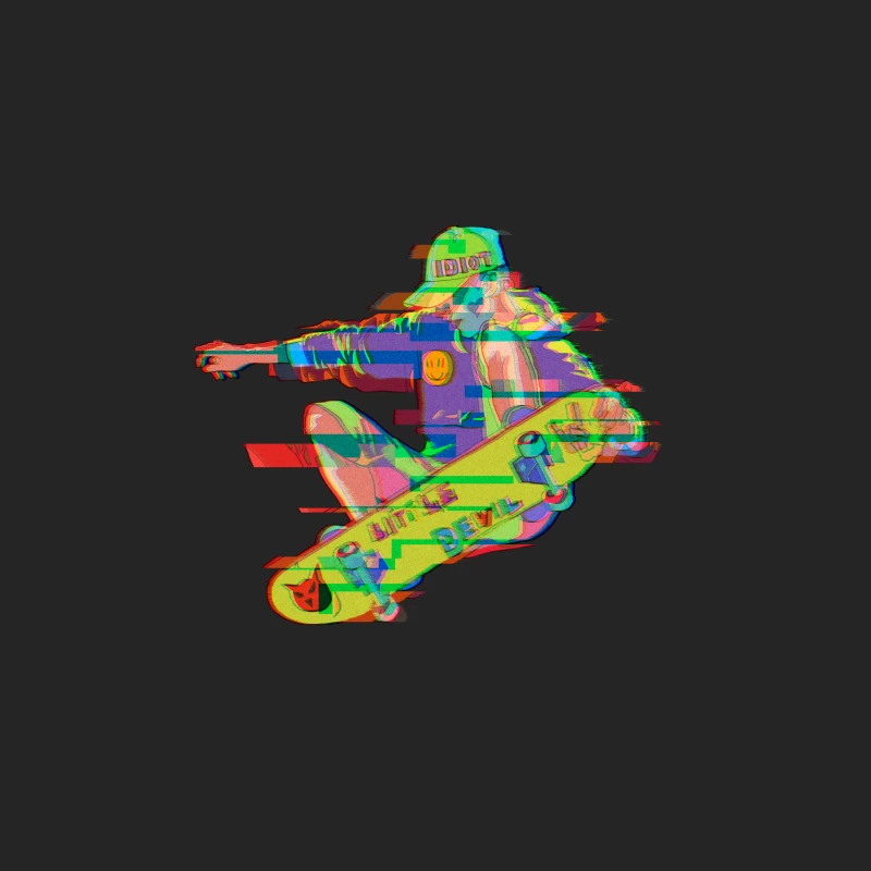 Glitch-Schädel-Skateboarding Herren Pullover Sweatshirt