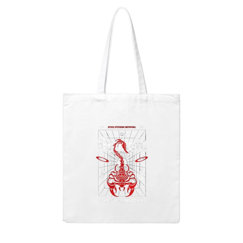 Red Mystical Scorpion with Geometric Pattern Cotton Tote Bag