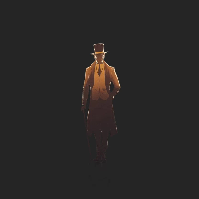 Elegant Vintage Gentleman Silhouette with Top Hat and Cane Female Pullover Sweatshirt