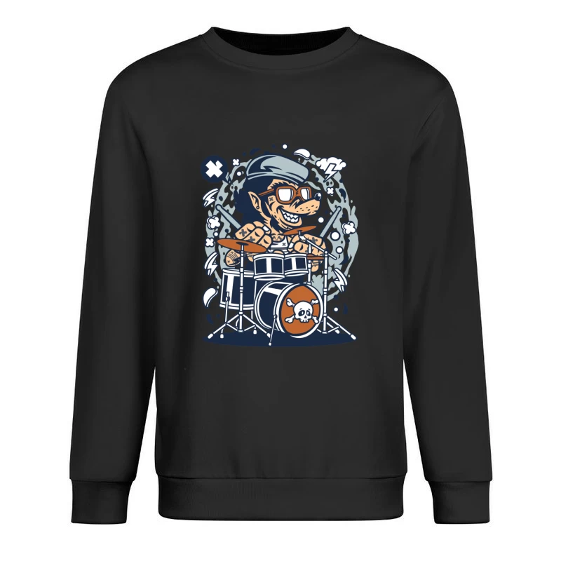 Batteur rock cartoon avec lunettes Homme Sweat-shirt à enfiler