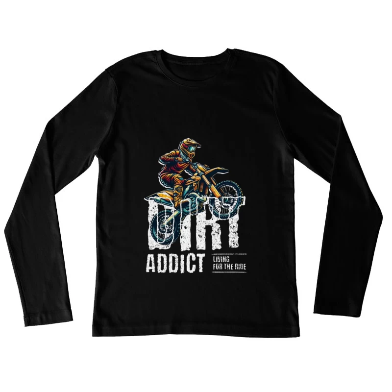 Dynamic Motocross Rider Illustration in Action Female Long Sleeve T-Shirt