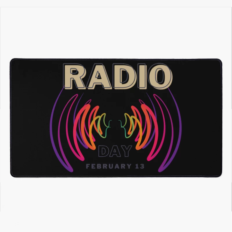 Radio Day – Vibrant Soundwave Celebration Desk Mat