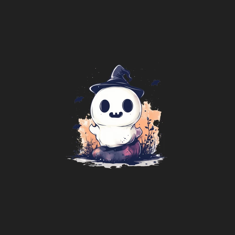 Cute Ghostly Halloween Character with Witch Hat Bucket Hat