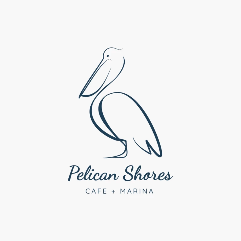 Minimalist Blue Pelican Logo for Cafe and Marina Cotton Tote Bag