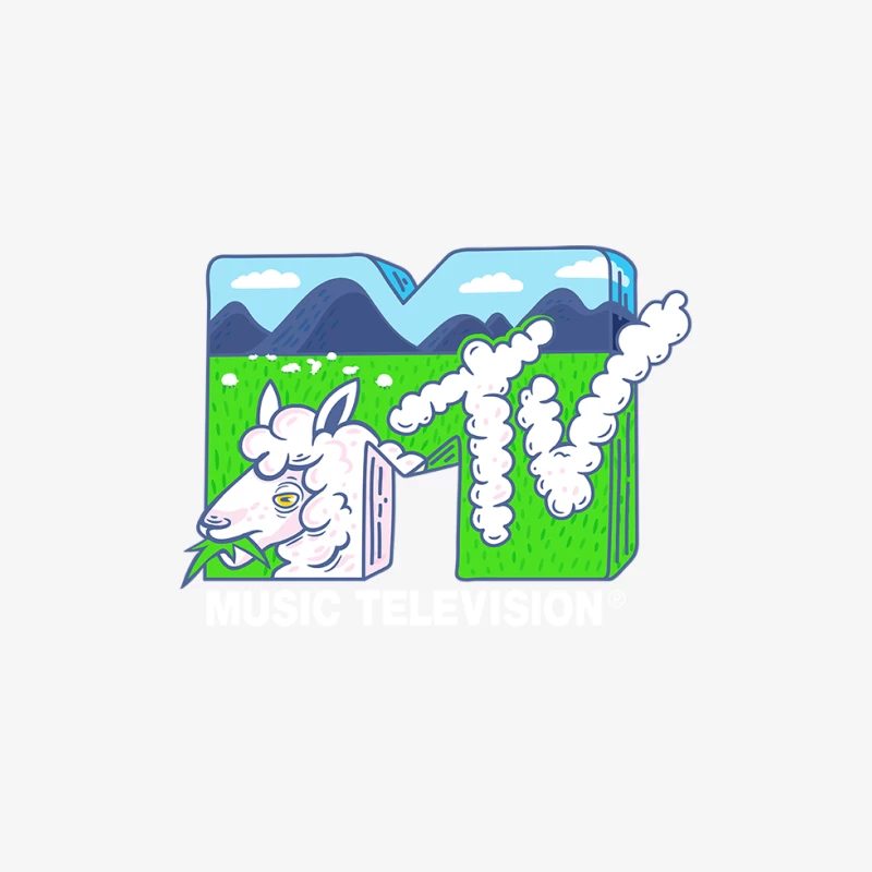 Kreatives MTV-Logo mit Landschaft Herren Pullover Sweatshirt