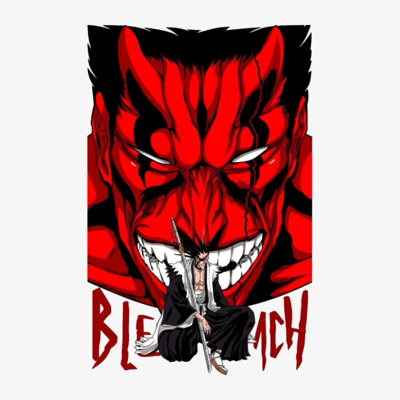 Bleach Poster mit Charakter und Dämonenmaske Damen Pullover Sweatshirt