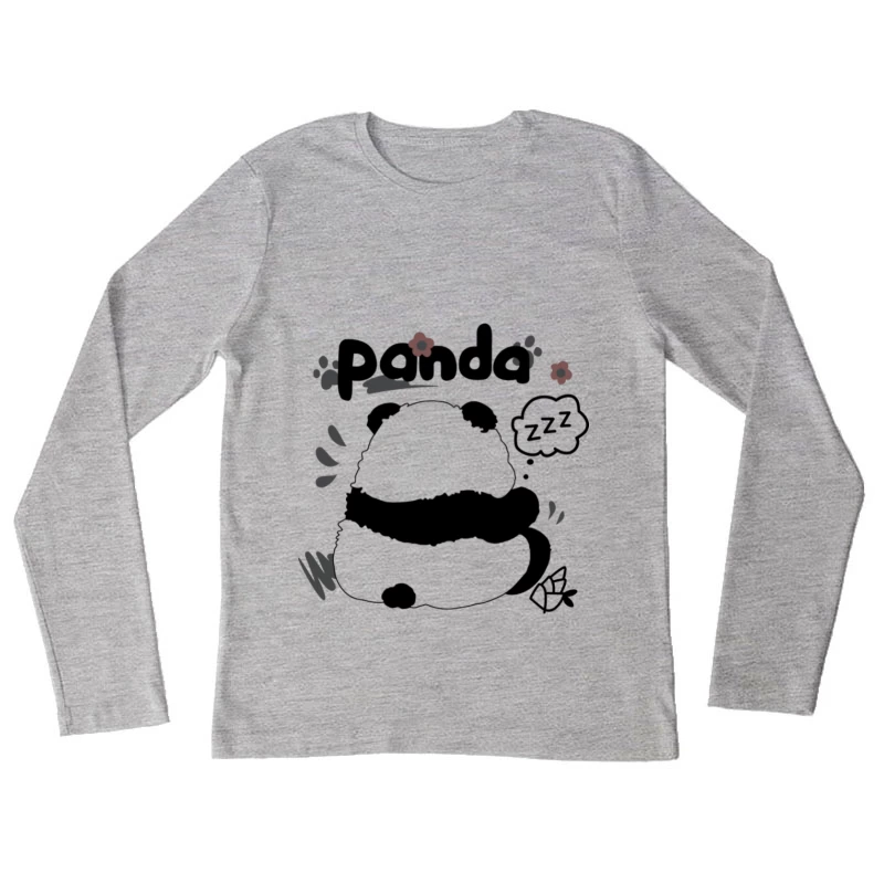 Schlafender Pandabär mit Blumen Damen Langarm T-Shirt