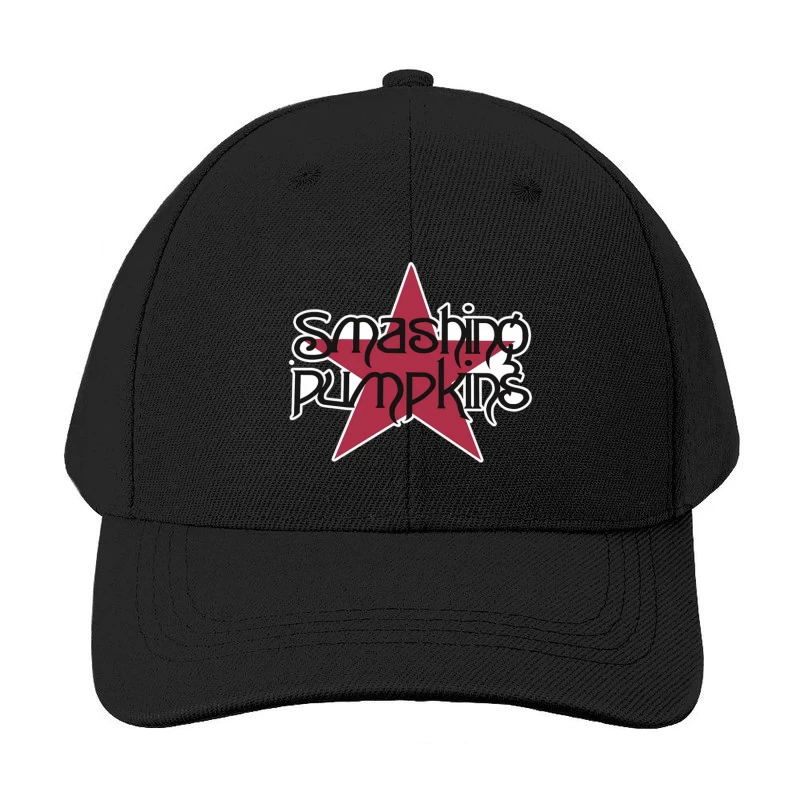 Smashing Pumpkins Alternative Rock Band Logo with Red Star Baseball Cap