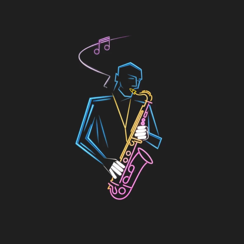 Artistic Line Drawing of Jazz Saxophone Musician Male Tank Top