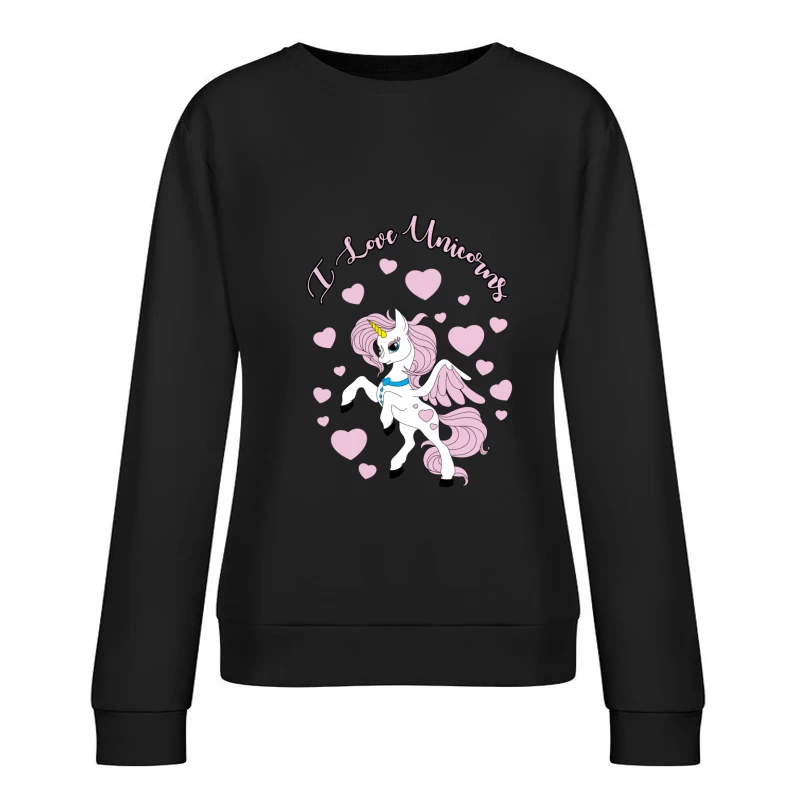 Niedliches Einhorn-Design mit Herzen Damen Pullover Sweatshirt