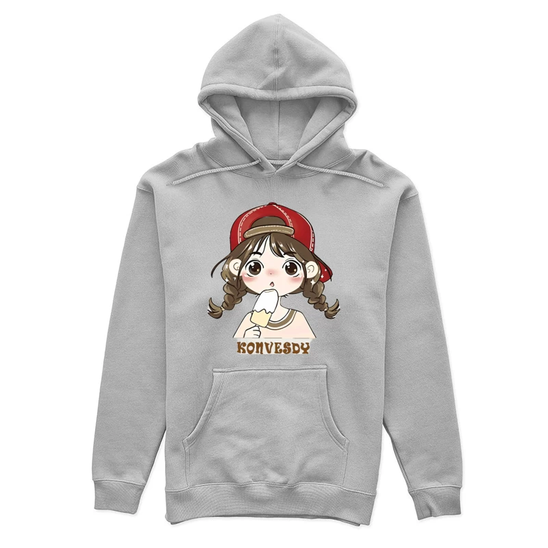 Mädchen mit Eis in roter Mütze Damen Pullover Hoodie