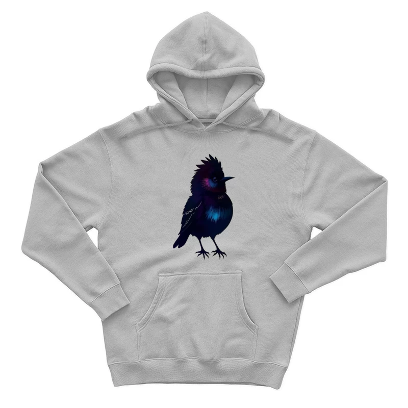 Mystical Glowing Black Bird Silhouette Male Pullover Hoodie