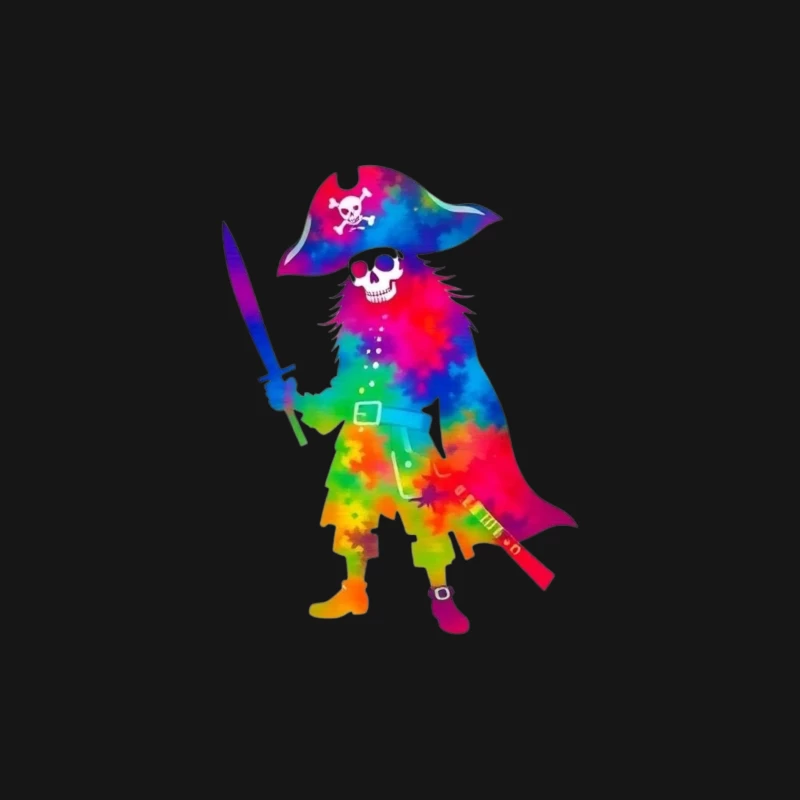 Colorful Pirate Skeleton with Sword Male Long Sleeve T-Shirt