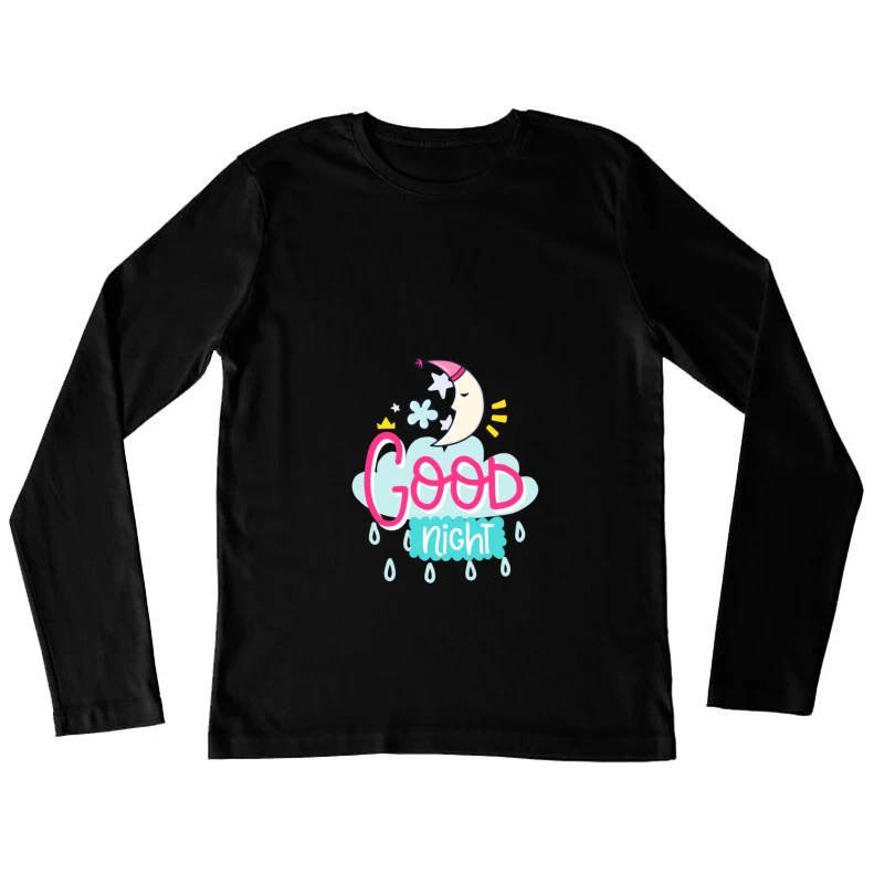 Bonne nuit avec lune joyeuse Femme Manches Longues T-Shirt