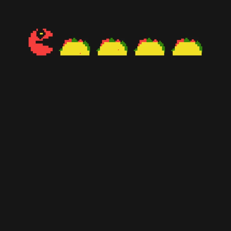 Retro Pixel Art: Pac-Man Meets Tacos in Arcade-Style Mashup Mouse Pad