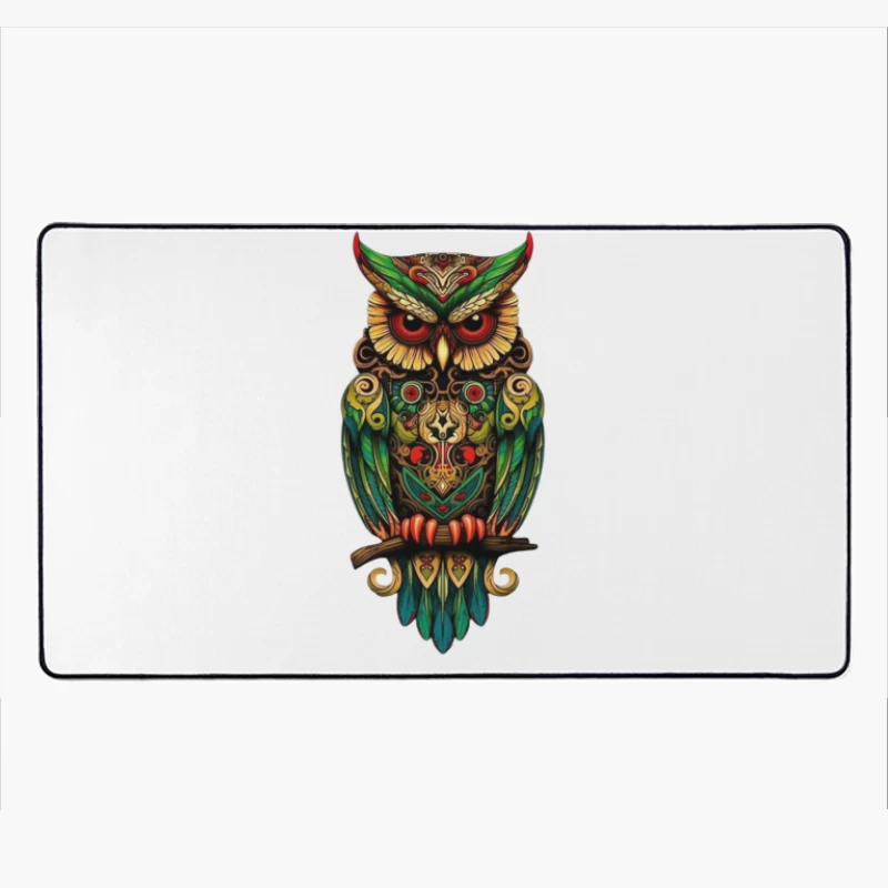 Colorful Owl Art Desk Mat