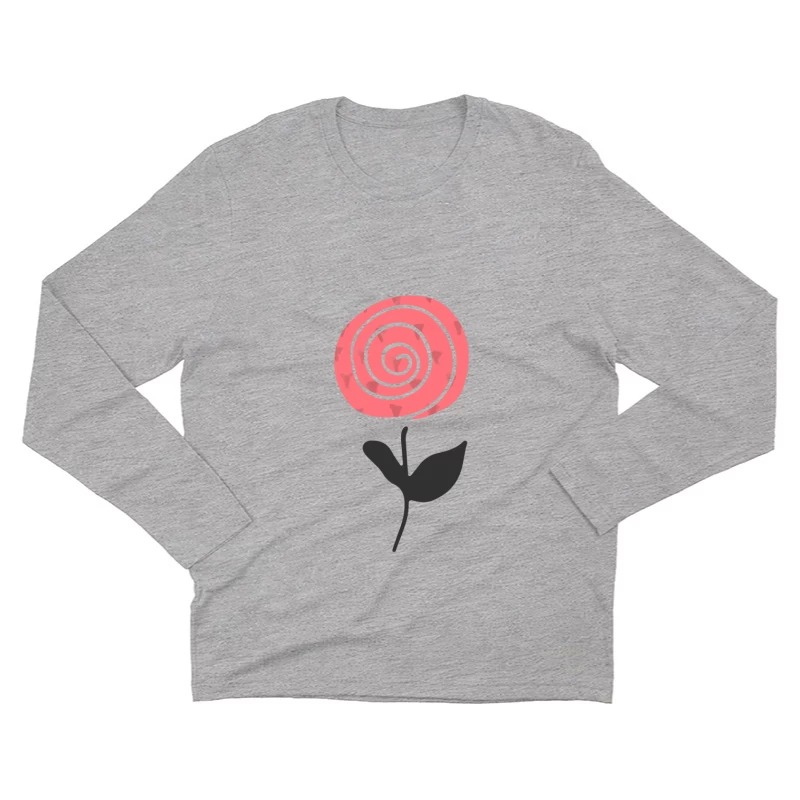 Fleur abstraite avec spirale rose Homme Manches Longues T-Shirt