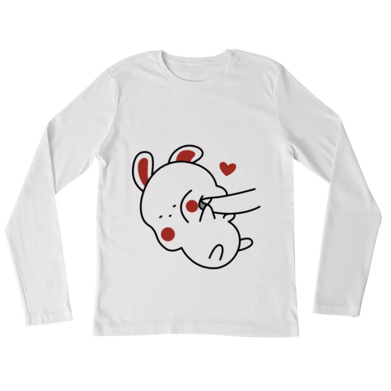 Niedliches Kaninchen mit Herz Damen Langarm T-Shirt